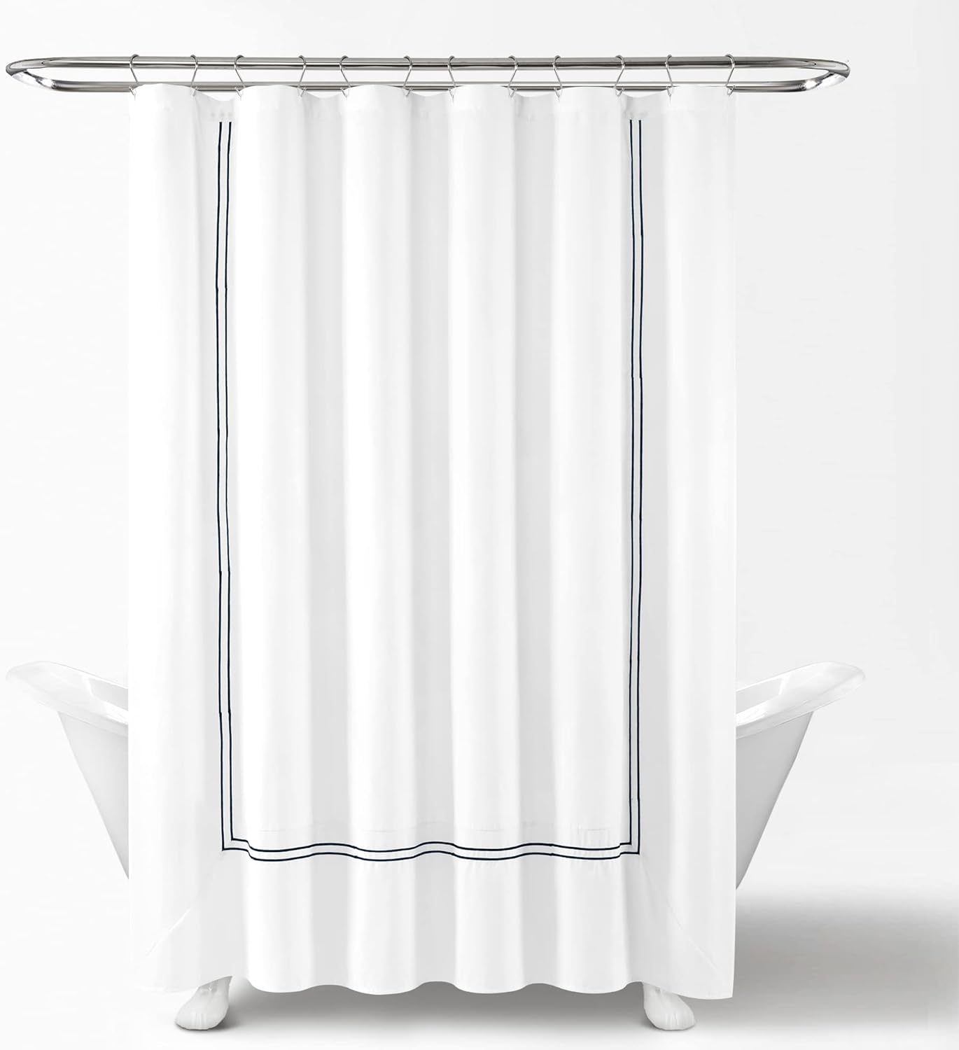 Lush Decor Hotel Collection Shower Curtain, 72" x 72", White & Navy