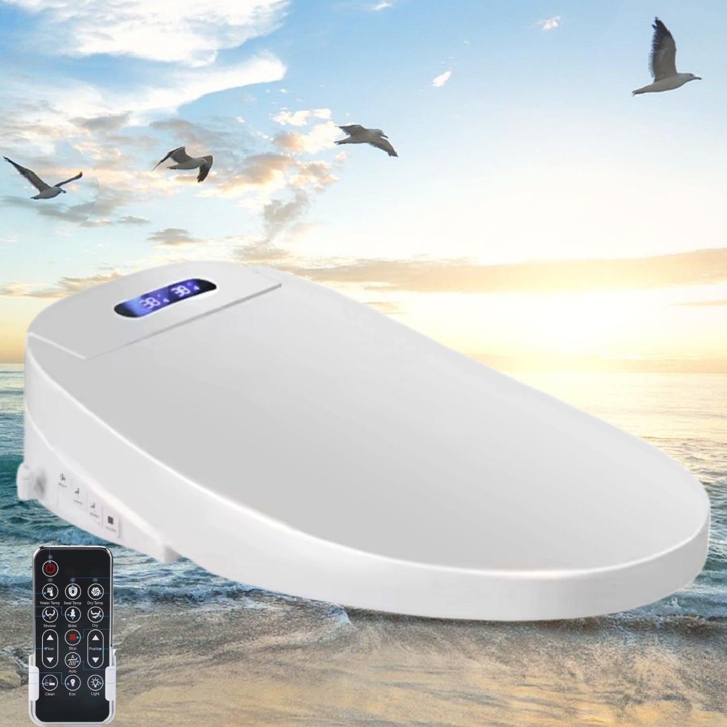 Electric Bidet Smart Toilet, Auto Open/Close Lid & Seat with Radar and Foot Sensor, Water Tank Built In, Auto Flushing, 8 Modes Water Wash,Warm Air Dryer, Foam Shield. 20-year warranty. (TD-76EV)