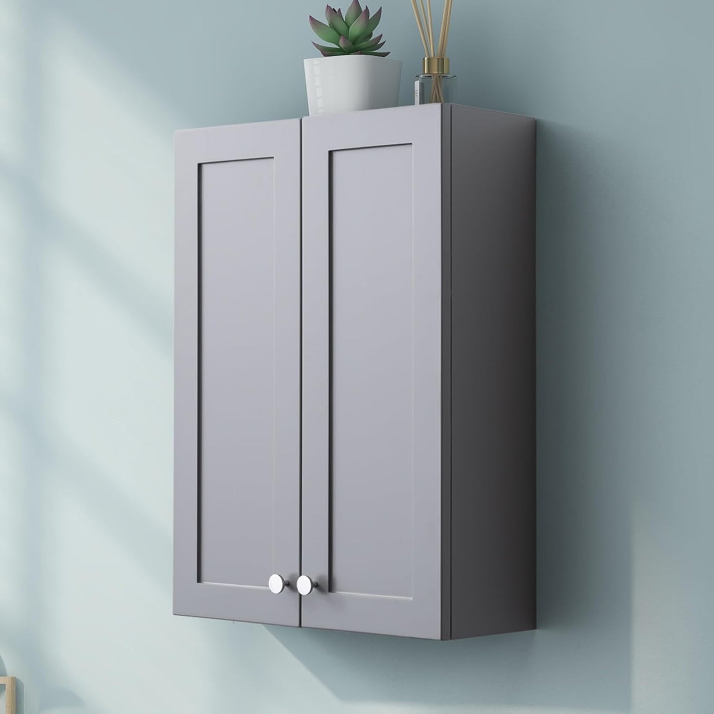 Black Bathroom Cabinet 23x29 inch Wooden Medicine Cabinet with 2 Doors and Adjustable Shelf, Wall Mounted Over Toilet Storage