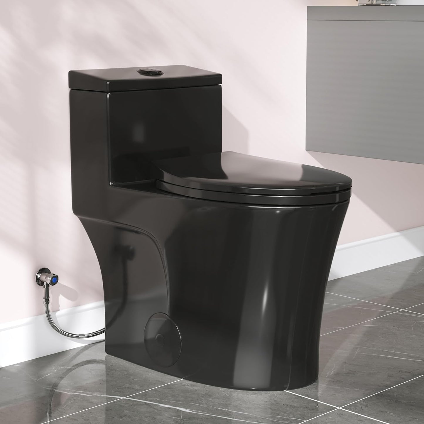 HOROW T0338W One Piece Toilet with Non-Electric Bidet Toilet Seat, Elongated ADA Chair Height Toilets with Adjustable Nozzles Seat, Powerful Dual Flush & Soft Closing Seat Include, MAP 1000g, White
