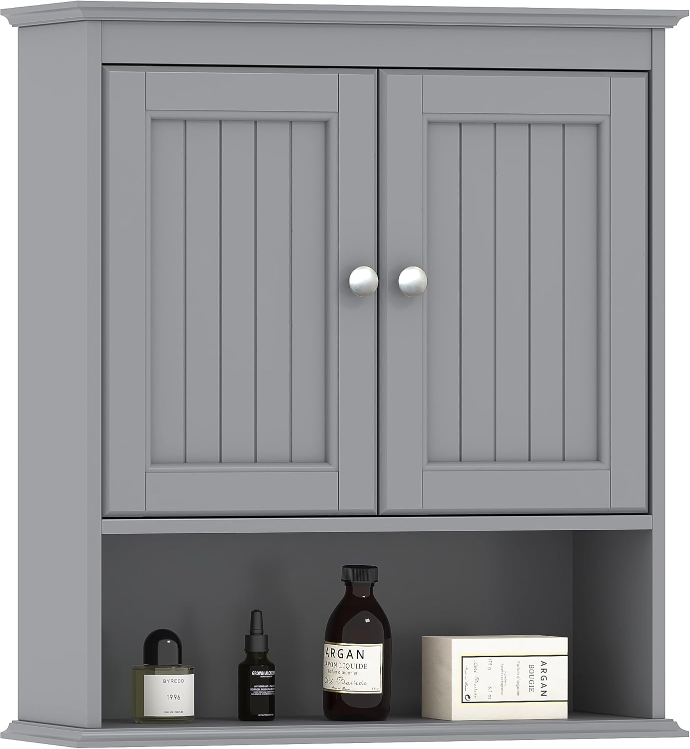 Spirich Bathroom Cabinet Wall Mounted with Doors, Wood Hanging Cabinet with Doors and Shelves Over The Toilet, Bathroom Wall Cabinet White
