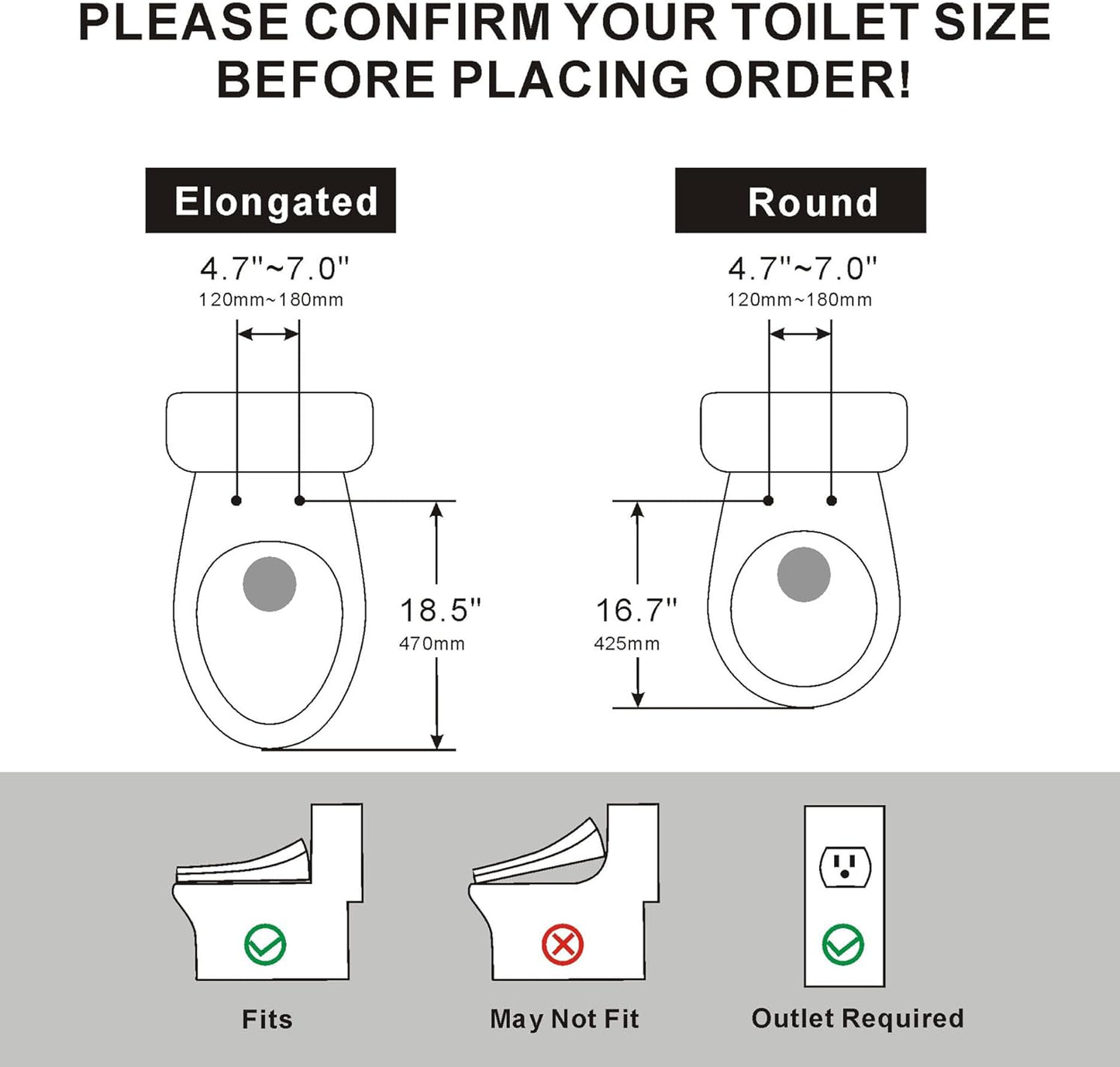 Electric Bidet Toilet Seat Elongated, Heated Toilet Seat, Instant Warm Water, Warm Air Dryer, Rear Feminine and Oscillating Washing, Wireless Remote, Night Light, Slow Close Lid, LED Display