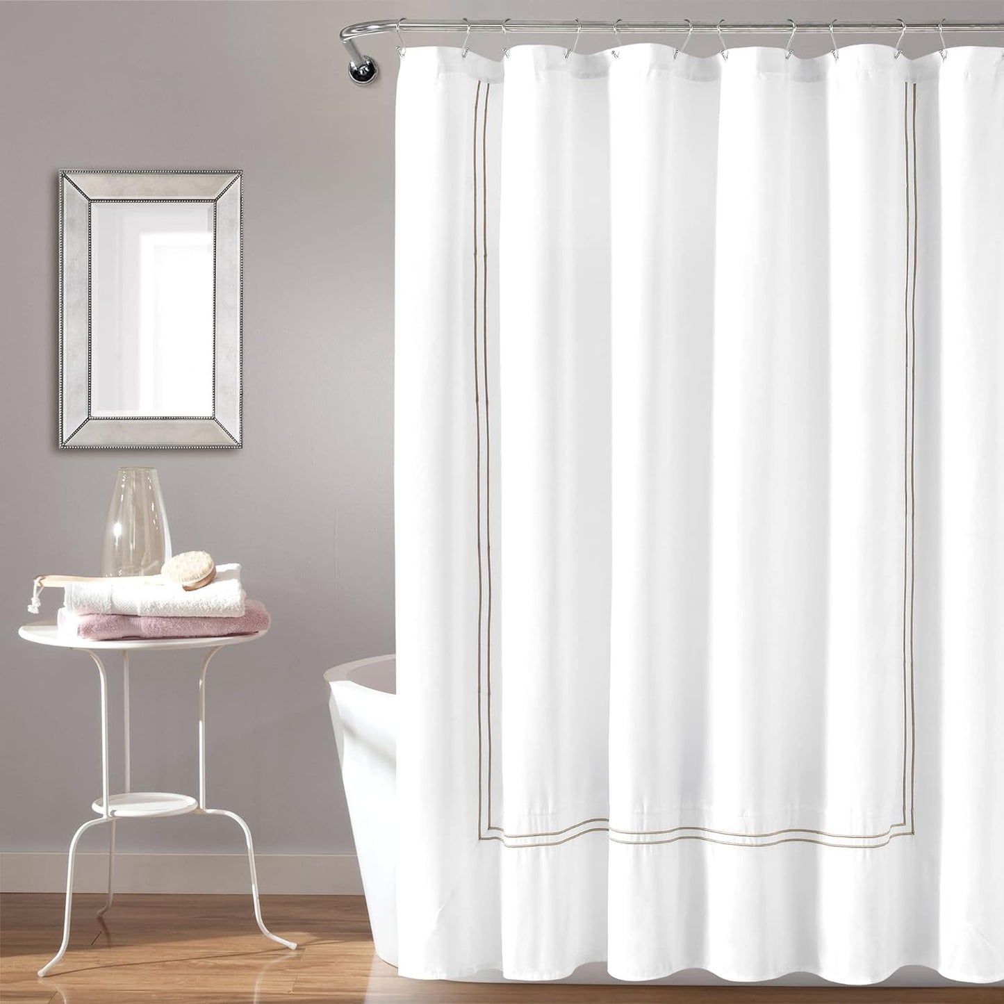 Lush Decor Hotel Collection Shower Curtain, 72" x 72", White & Navy