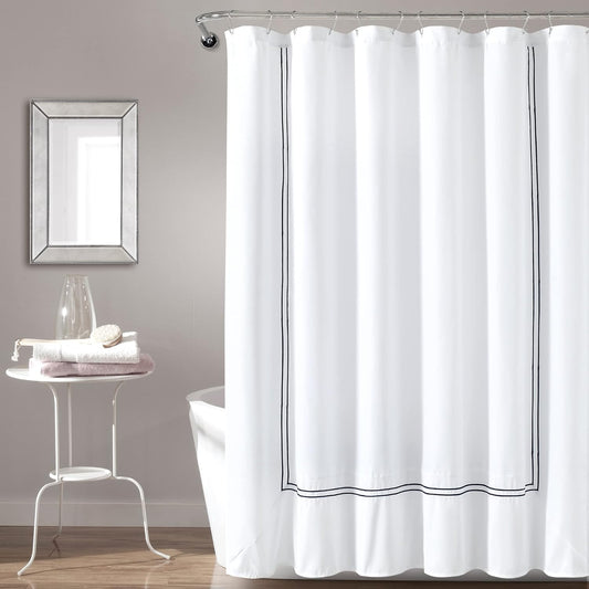 Lush Decor Hotel Collection Shower Curtain, 72" x 72", White & Navy