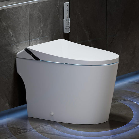 Smart Toilet with Bidet Built in, Toilets with Tank, Dual Auto Flush, Foot Sensor Flush, Heated Seat, Warm Water, Foam Dispenser, Elongated Bidets for Modern Bathroom, Remote, Night Light