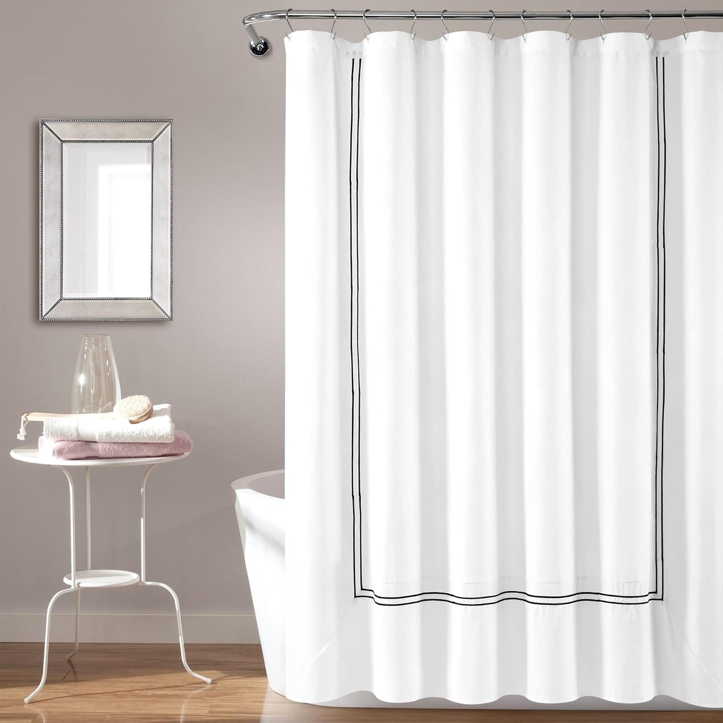 Lush Decor Hotel Collection Shower Curtain, 72" x 72", White & Navy