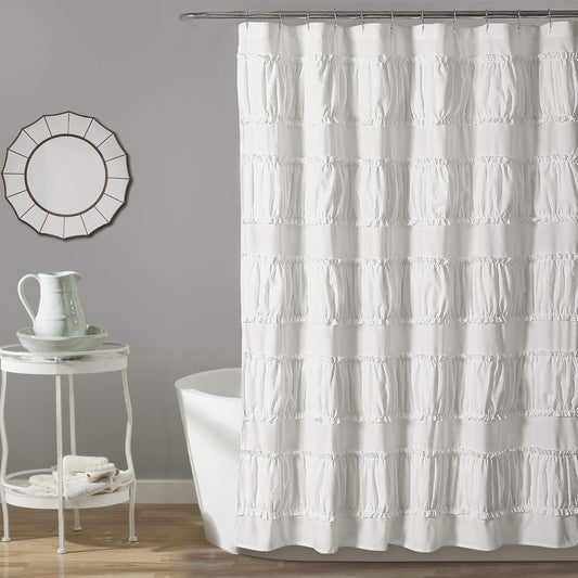 Lush Decor, 72" x 72", White Nova Ruffle Shower Curtain