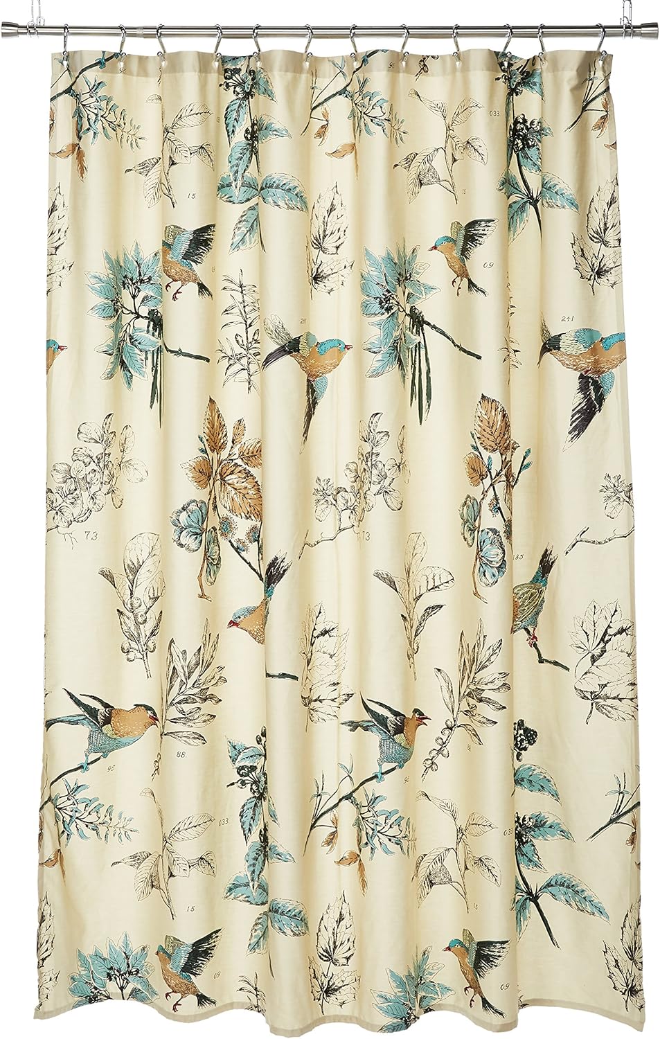 Madison Park Shower Curtain, Bird & Leaf Print, Farmhouse Shower Curtain for Bathroom, Modern Country Bathroom Décor, Machine Washable, Cotton Shower Curtain, Quincy, 72x72" Khaki
